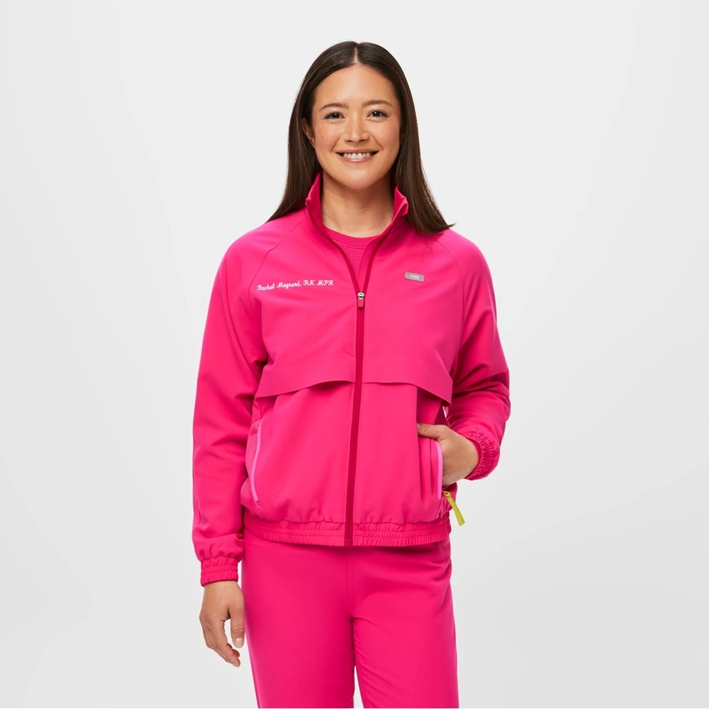 figs Shocking Pink Sydney - Performance Scrub Jacket - Large